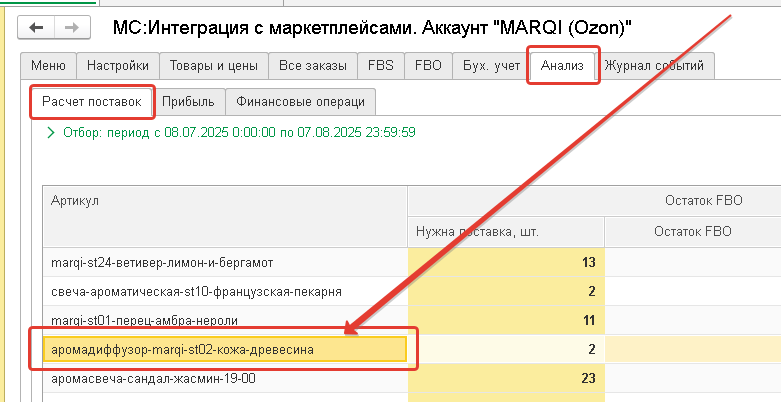 Открытие карточки товара