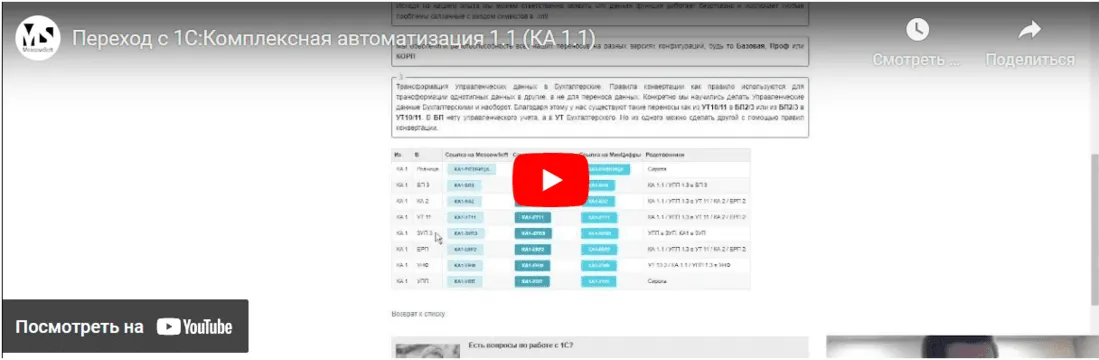 Переход с 1С:Комплексная автоматизация 1.1 Выбор подходящей конфигурации 1С