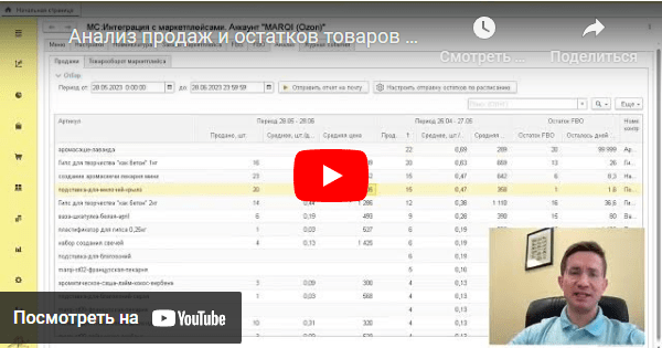 Видеодемонстрация Анализа продаж и остатков товаров на складах маркетплейса с помощью нашей разработки