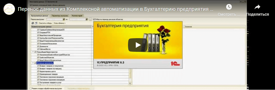 Видеодемонстрация переноса данных на Youtube