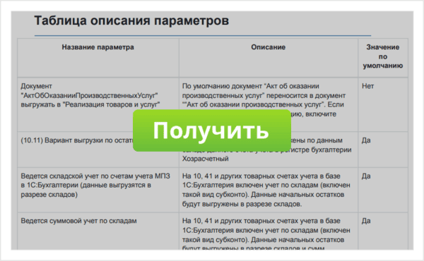 Форма запроса описания опциональных параметров выгрузки из БП 3 в БП 3